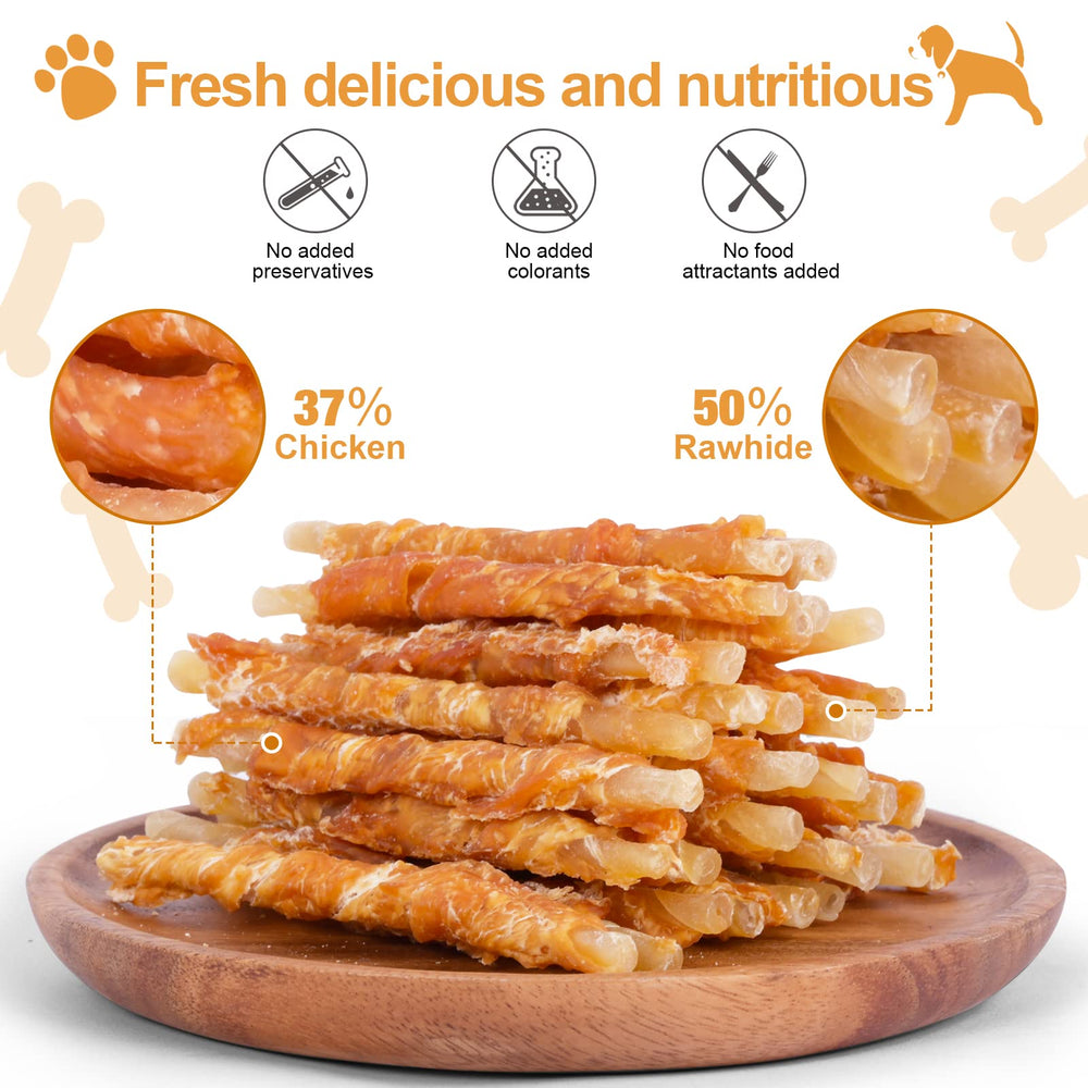 Pawant chicken wrapped rawhide twists highlighting high protein and easy digestion