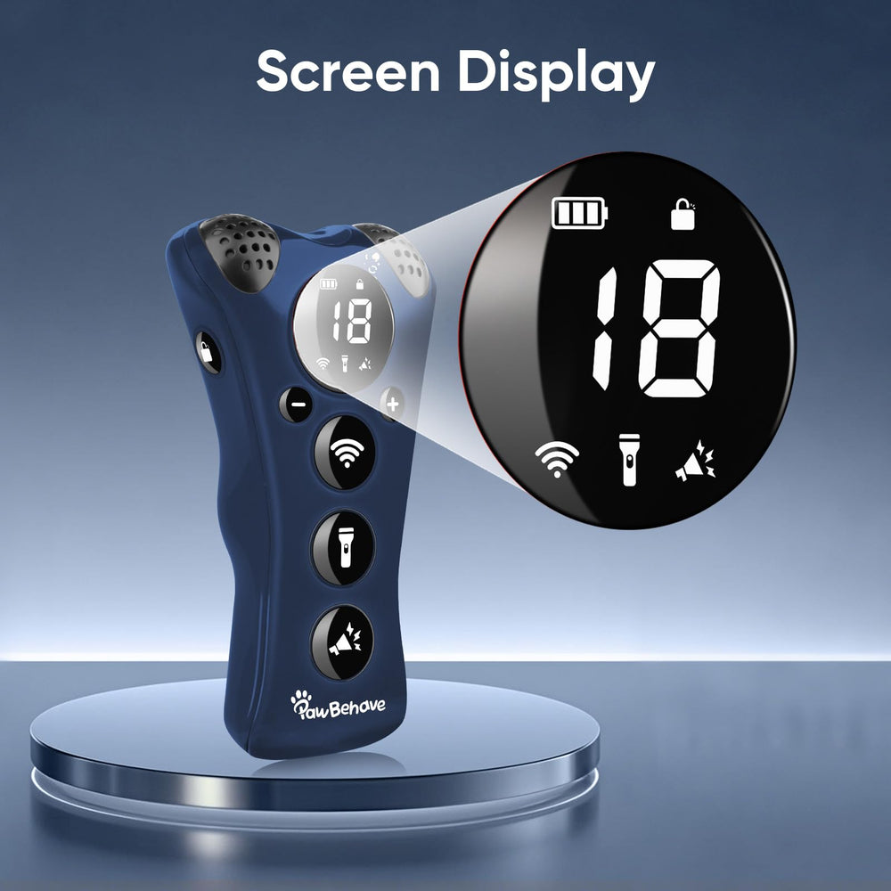 PawBehave ultrasonic bark deterrent 18 whistles feature enables varied training cues