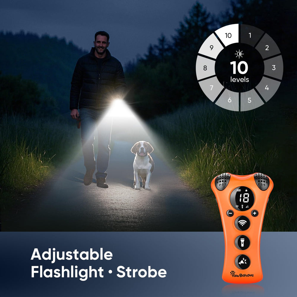 PawBehave display-closeup demonstrates LCD with adjustable levels for precise cues.