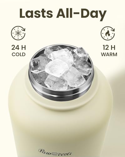 Detachable food bowl on Pawccoli bottle for pet meals during trips.