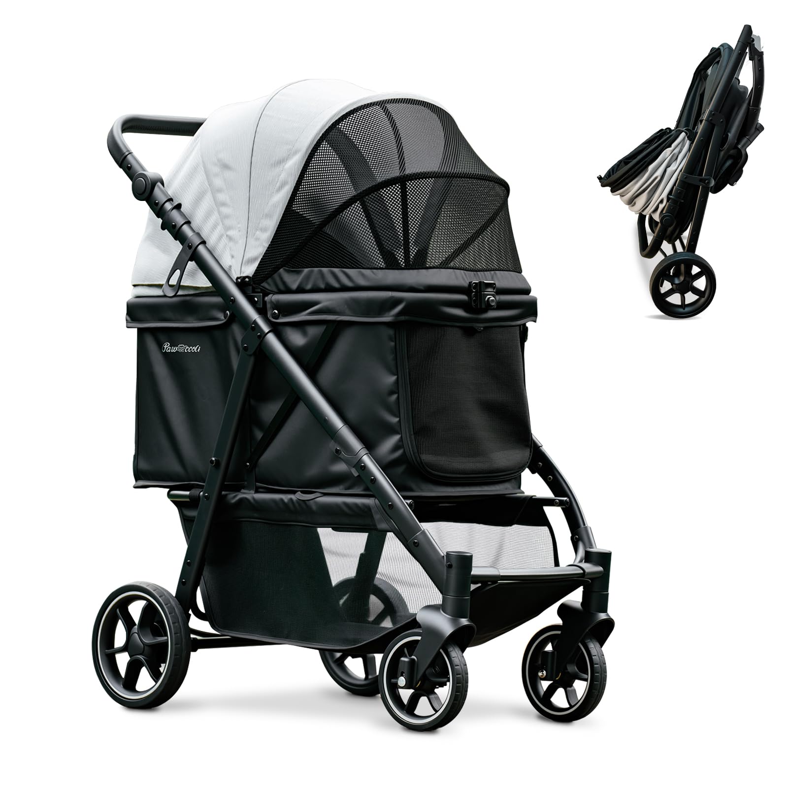 Pawccoli medium dog stroller sunshade offers shaded rides for pets