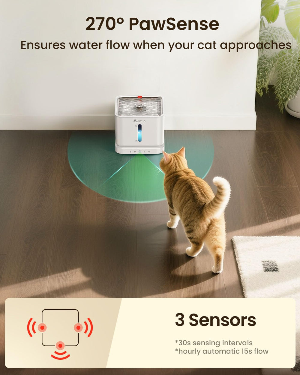Pawccoli quiet-operation pump scene underscores low-noise performance during daily use.
