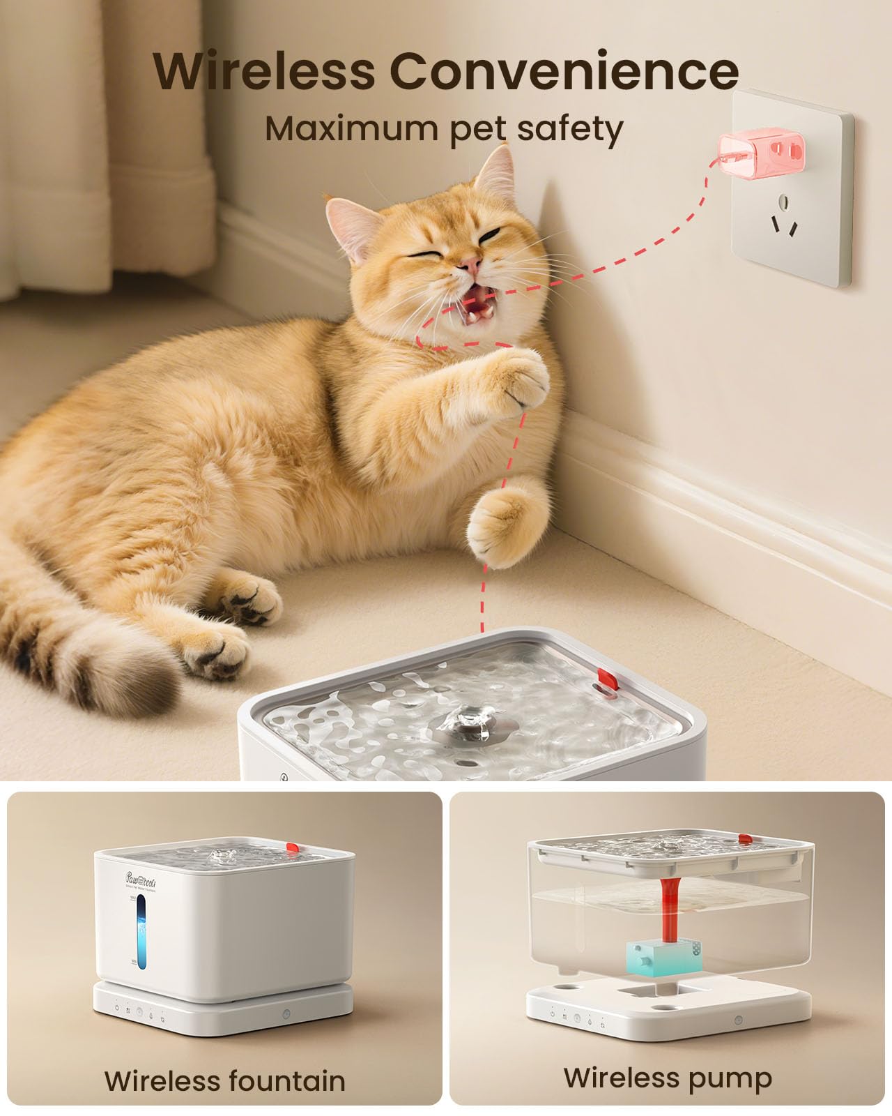 Pawccoli sensor-mode arc view demonstrates automatic detection for continuous cat hydration.