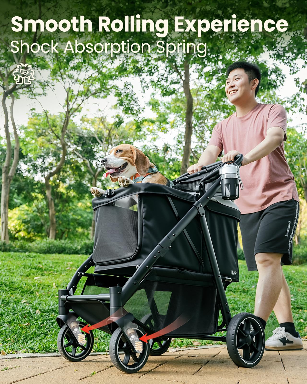 Pawccoli stroller ventilated mesh keeps pets comfortable and cool