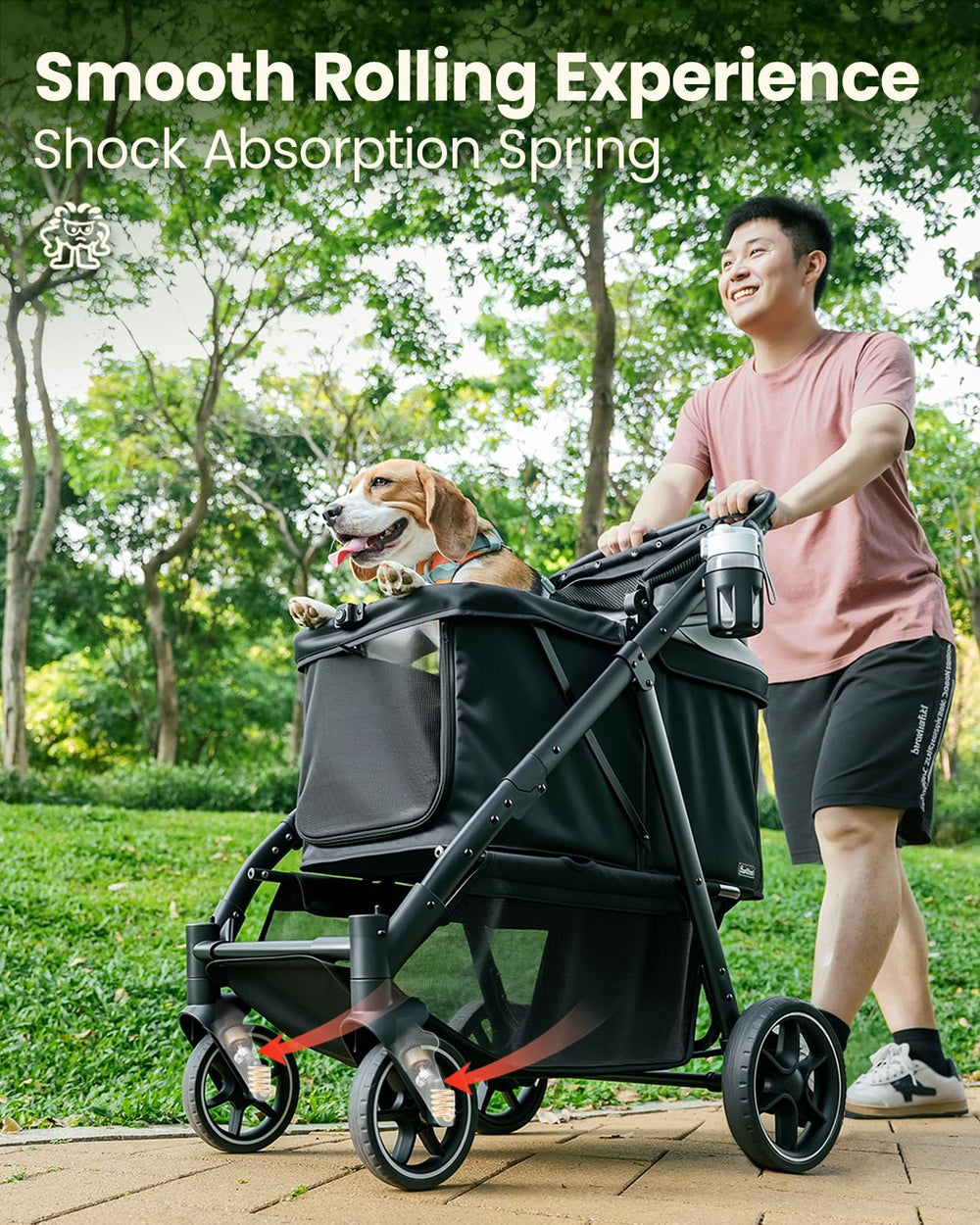 Pawccoli stroller ventilated mesh keeps pets comfortable and cool