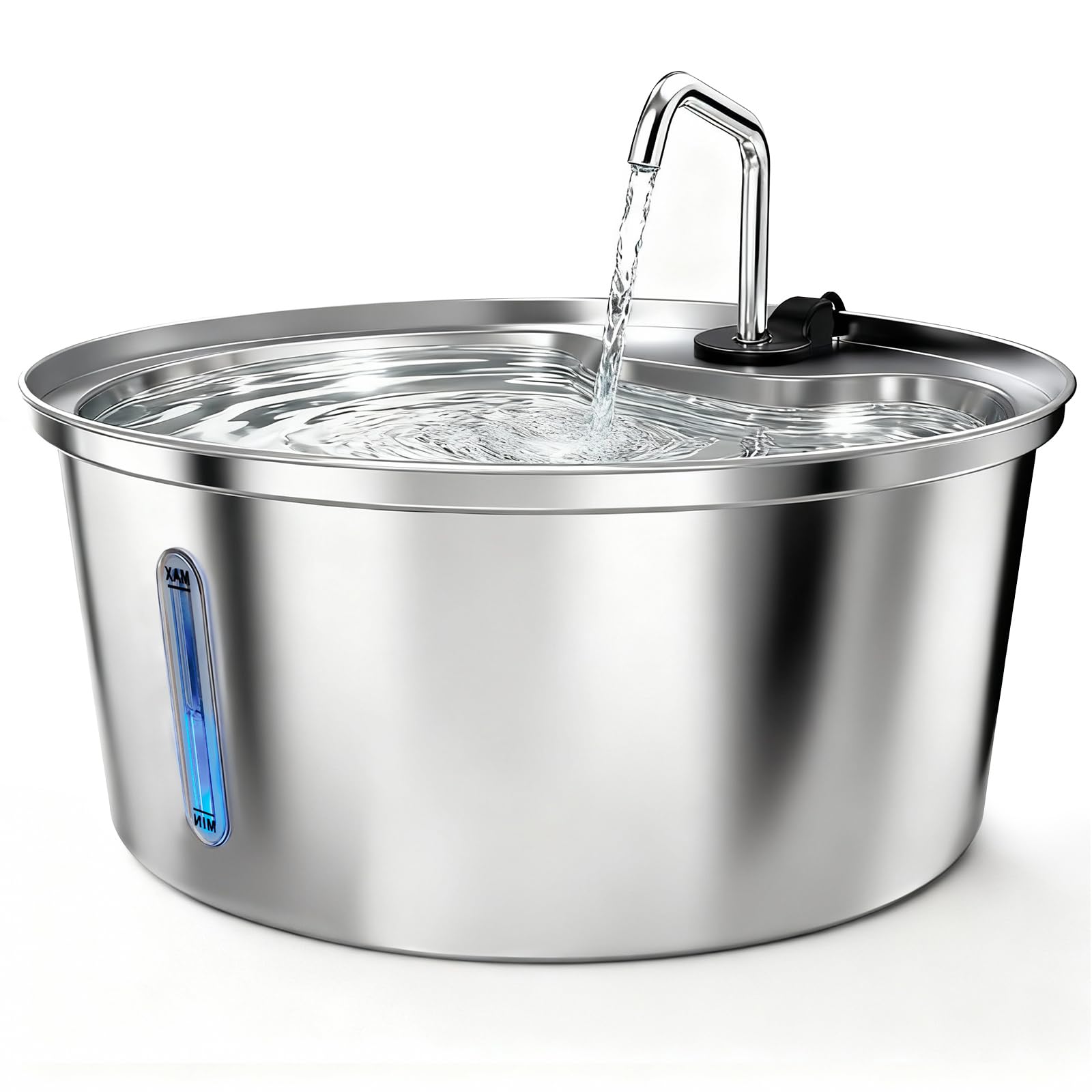 Pawccoli water fountain LED window lit mode enhances visibility and encourages drinking.