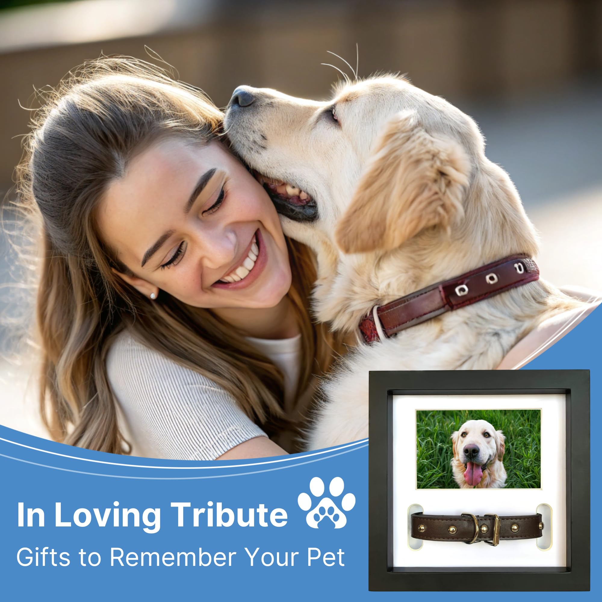 PAWCEPTIVE dog memorial frame collar display accommodates a wide range of collars