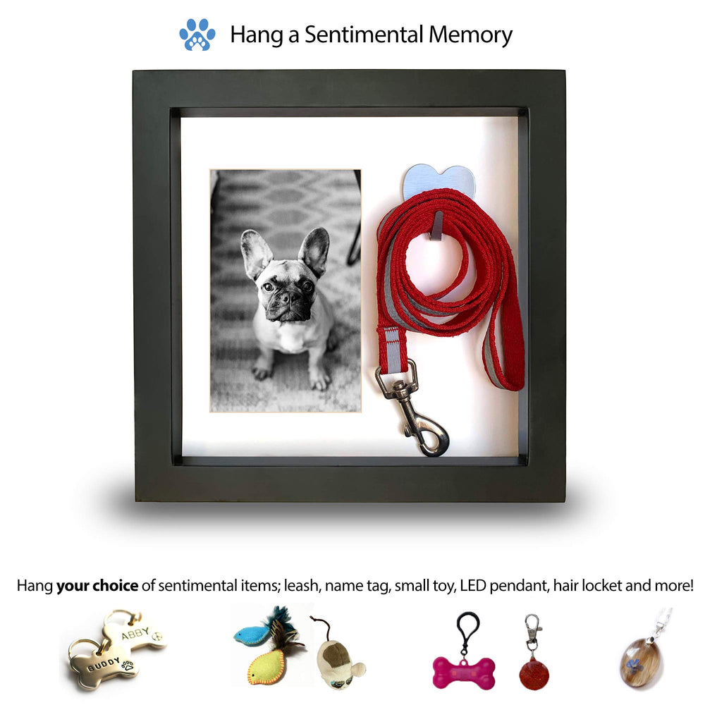 PAWCEPTIVE memorial frame on a mantel enhances warm home decor