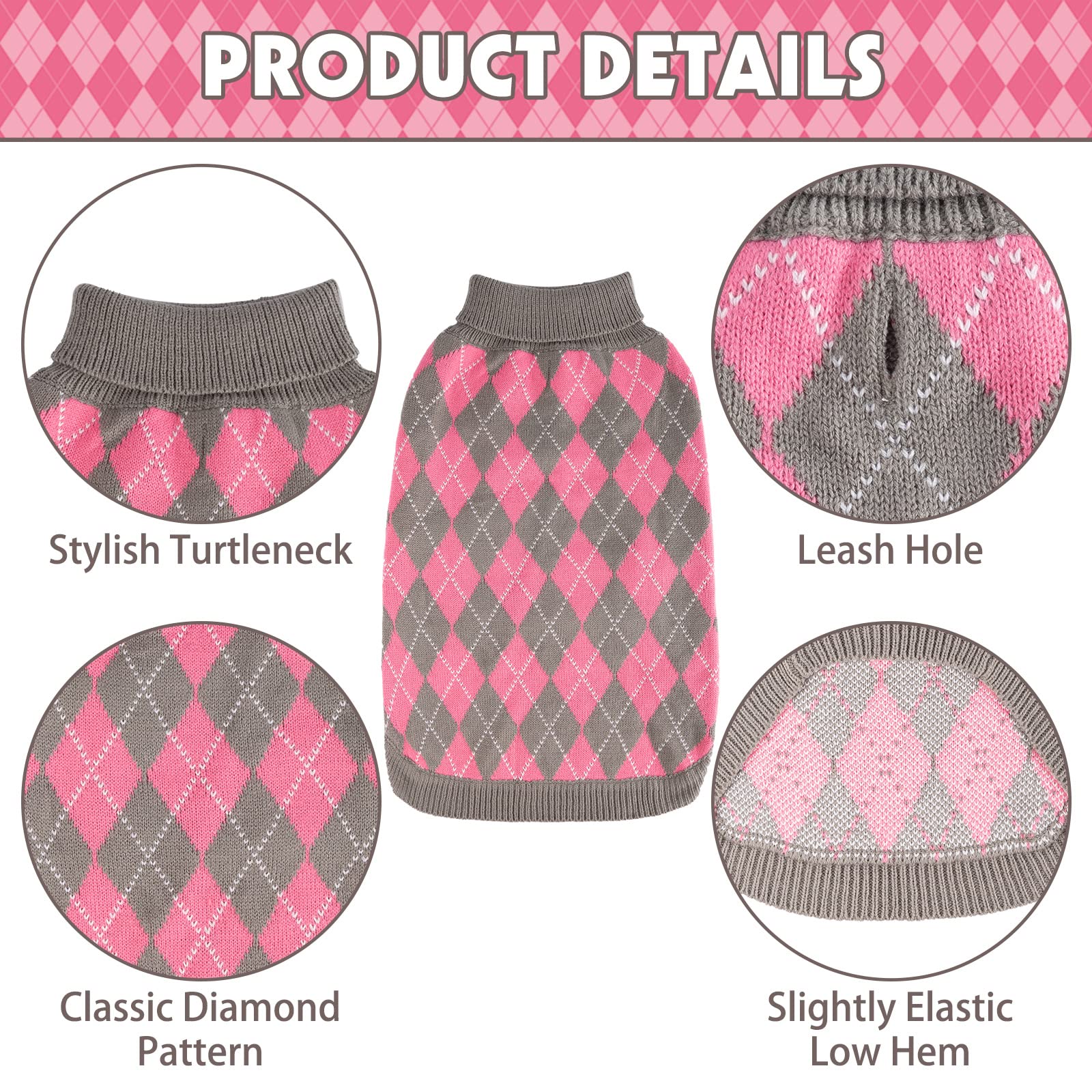 PAWCHIE dog sweater leash hole back design supports easy harness use