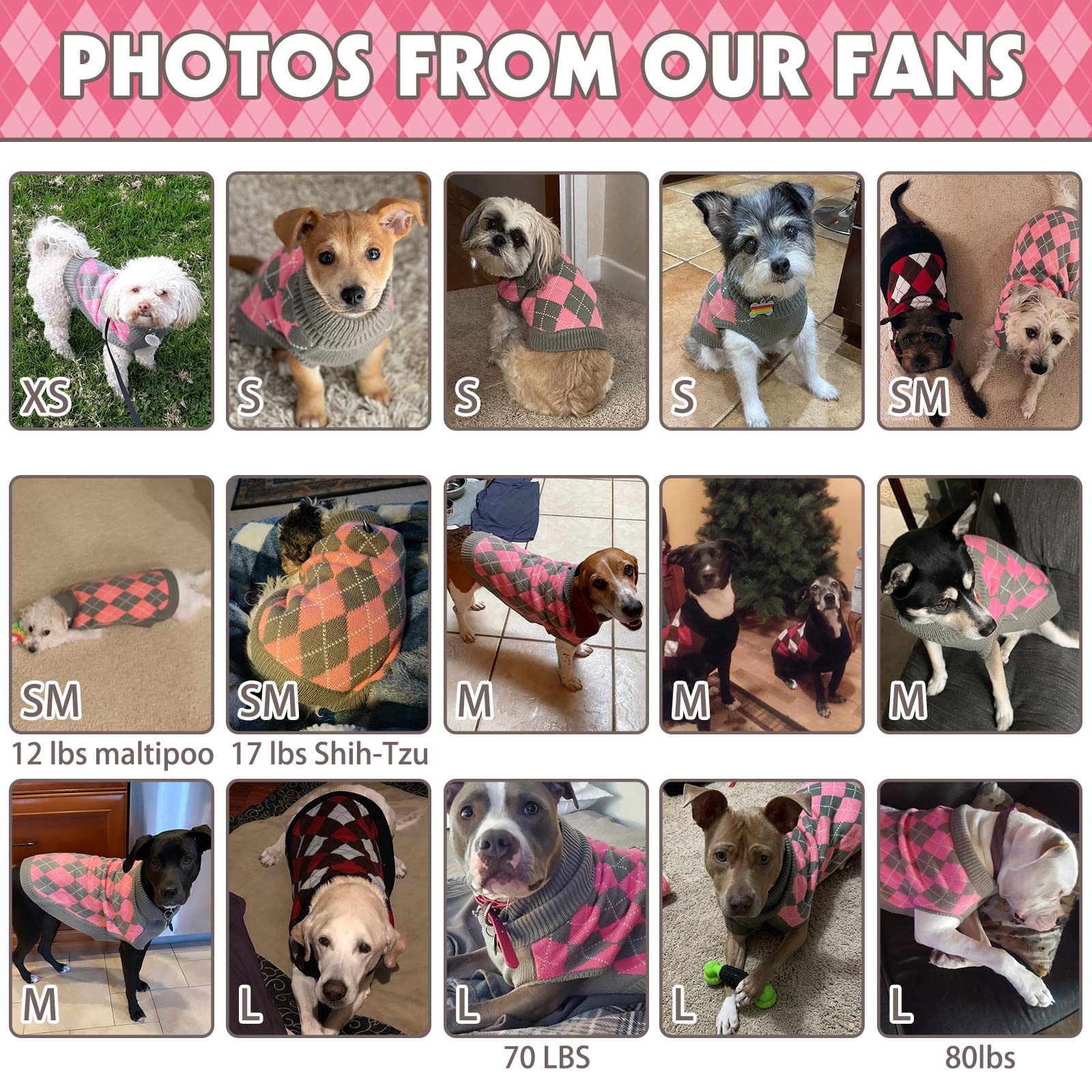 PAWCHIE large dog sweater soft breathable material for comfortable wear