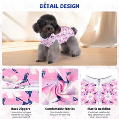 Pawcomon dog surgery recovery suit puppy wearing, supports healing without bulky cones.