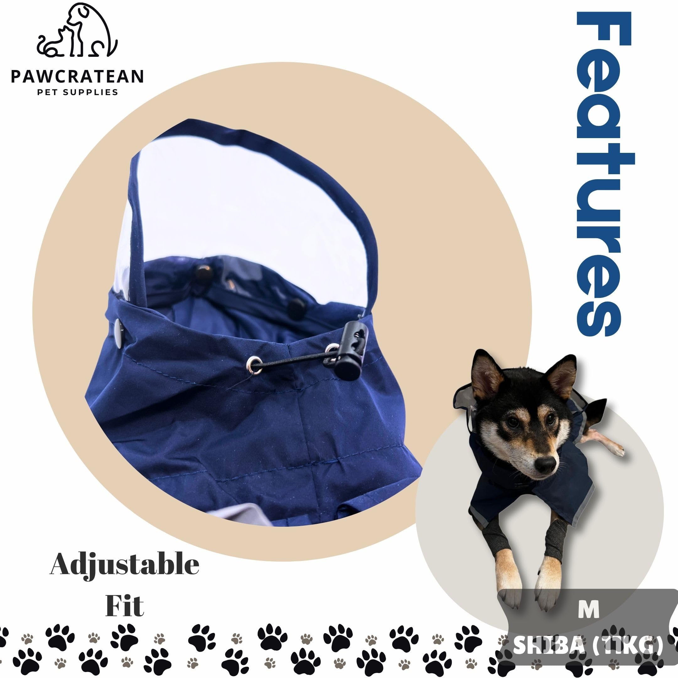 Pawcratean dog raincoat adjustable-fit straps provide a secure, customizable fit.