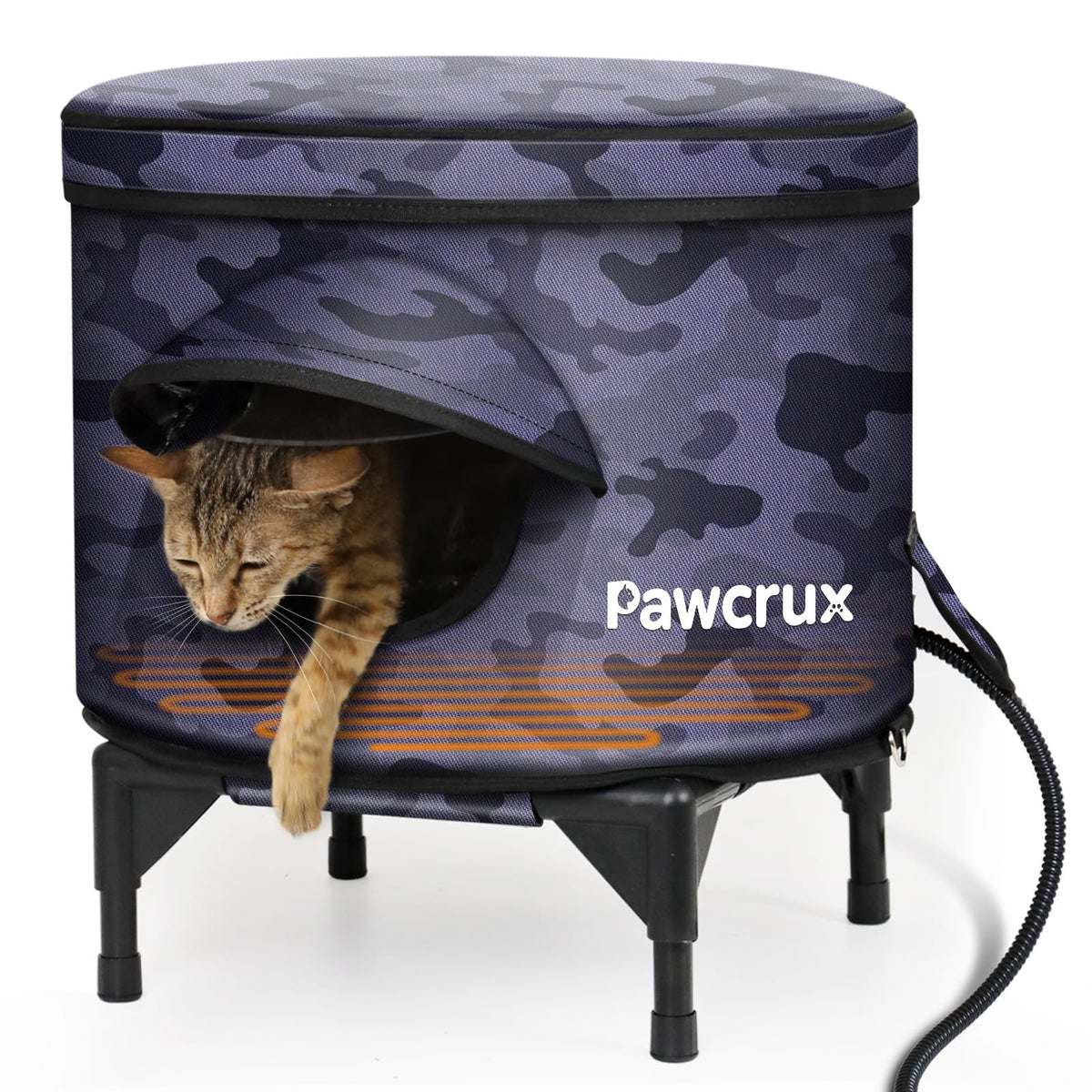Pawcrux heated outdoor cat house front view — reliable winter shelter for outdoor cats.