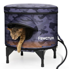 Pawcrux heated outdoor cat house front view — reliable winter shelter for outdoor cats.