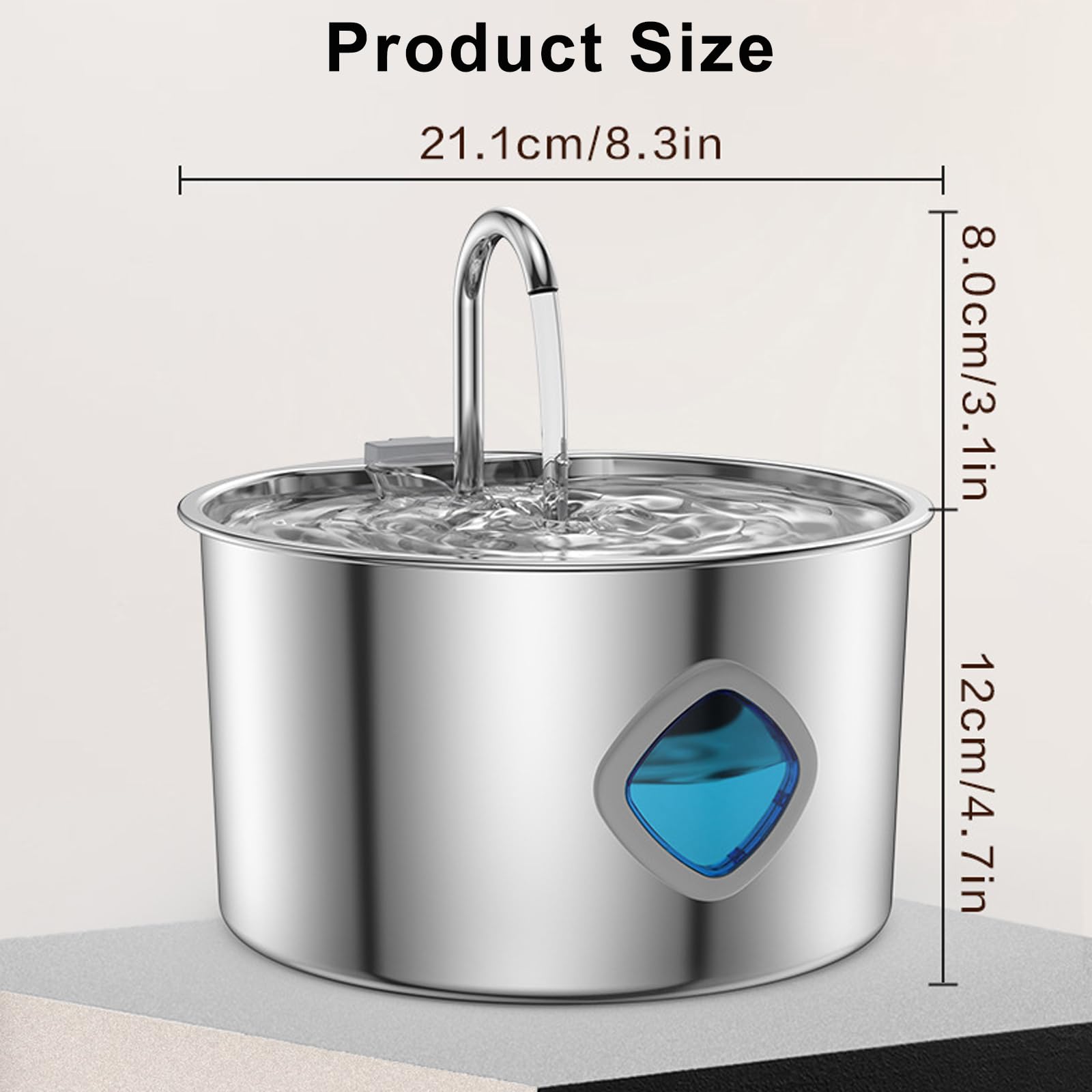 Pawdrate transparent water level window helps monitor hydration at a glance.