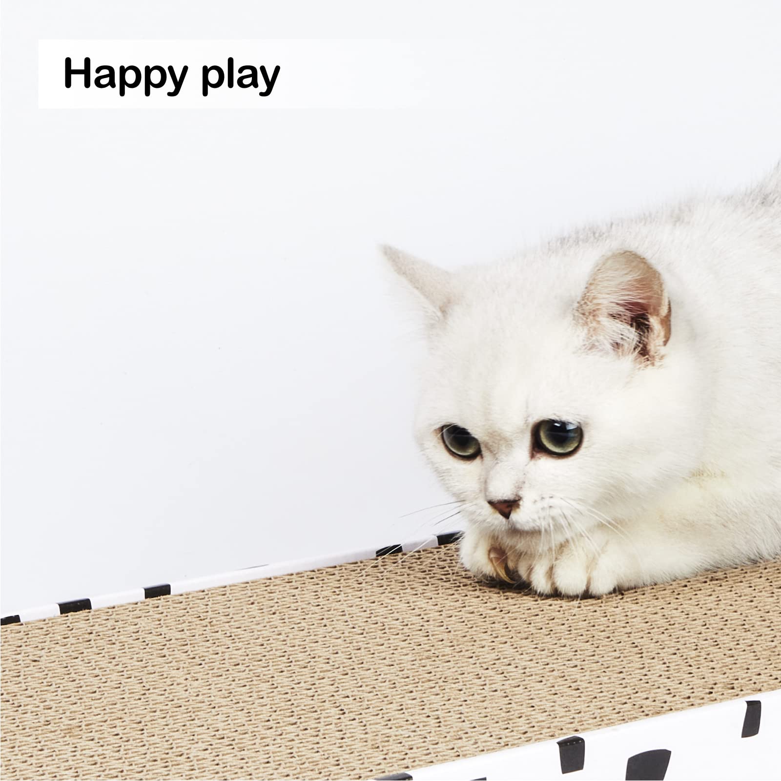 PAWSFANS durable corrugated surface; high-quality cardboard designed for repeated scratching sessions.