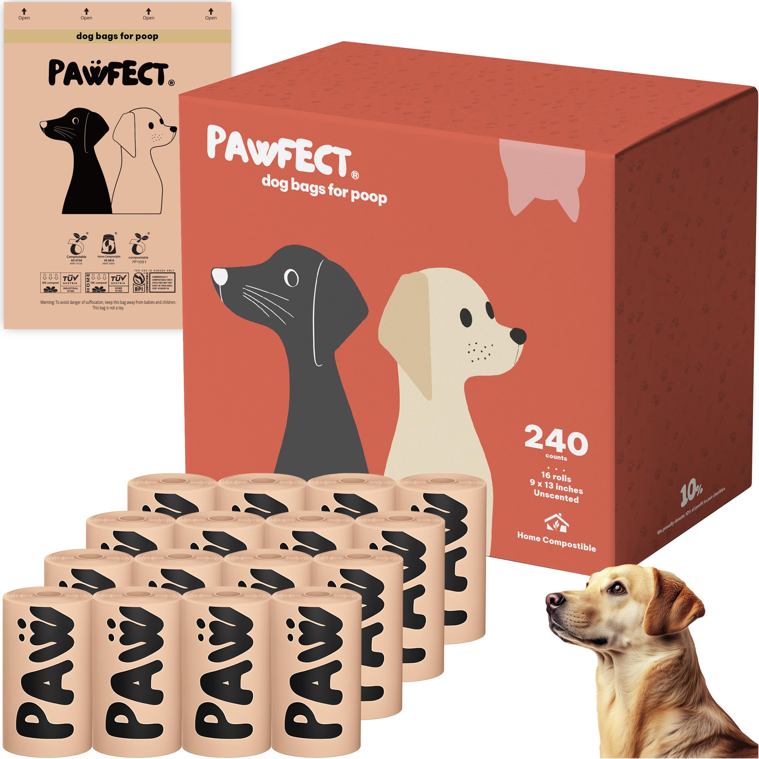 Pawfect dog poop bags rolls, compact and easy to use on daily walks.