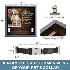 Pawfect House photo clip memorial frame enables easy display on desk or shelf.