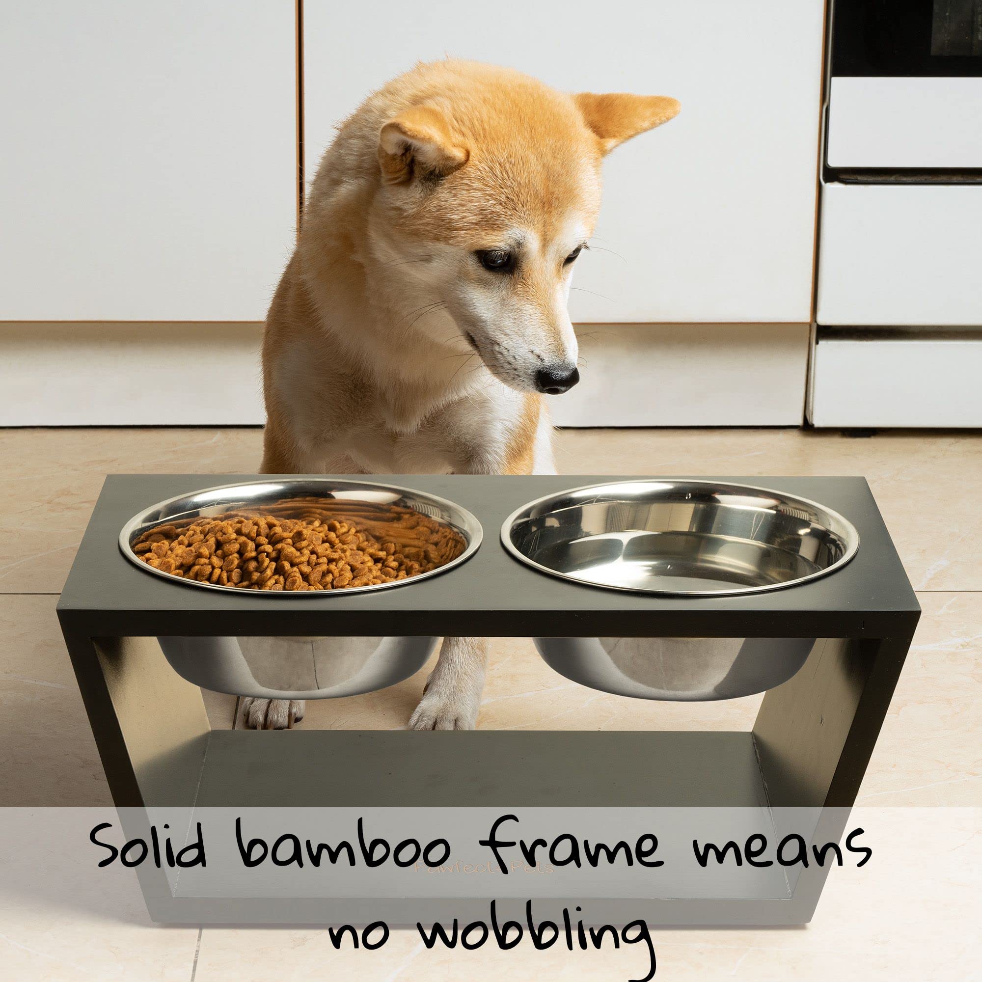 Pawfect Pets four stainless steel bowls included for convenient multi-dog or multi-use feeding.