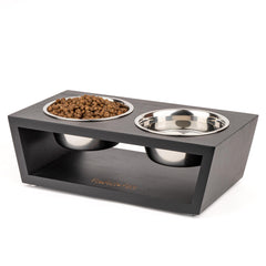 Pawfect Pets elevated dog bowls 4-tall black front view support easy feeding for small dogs
