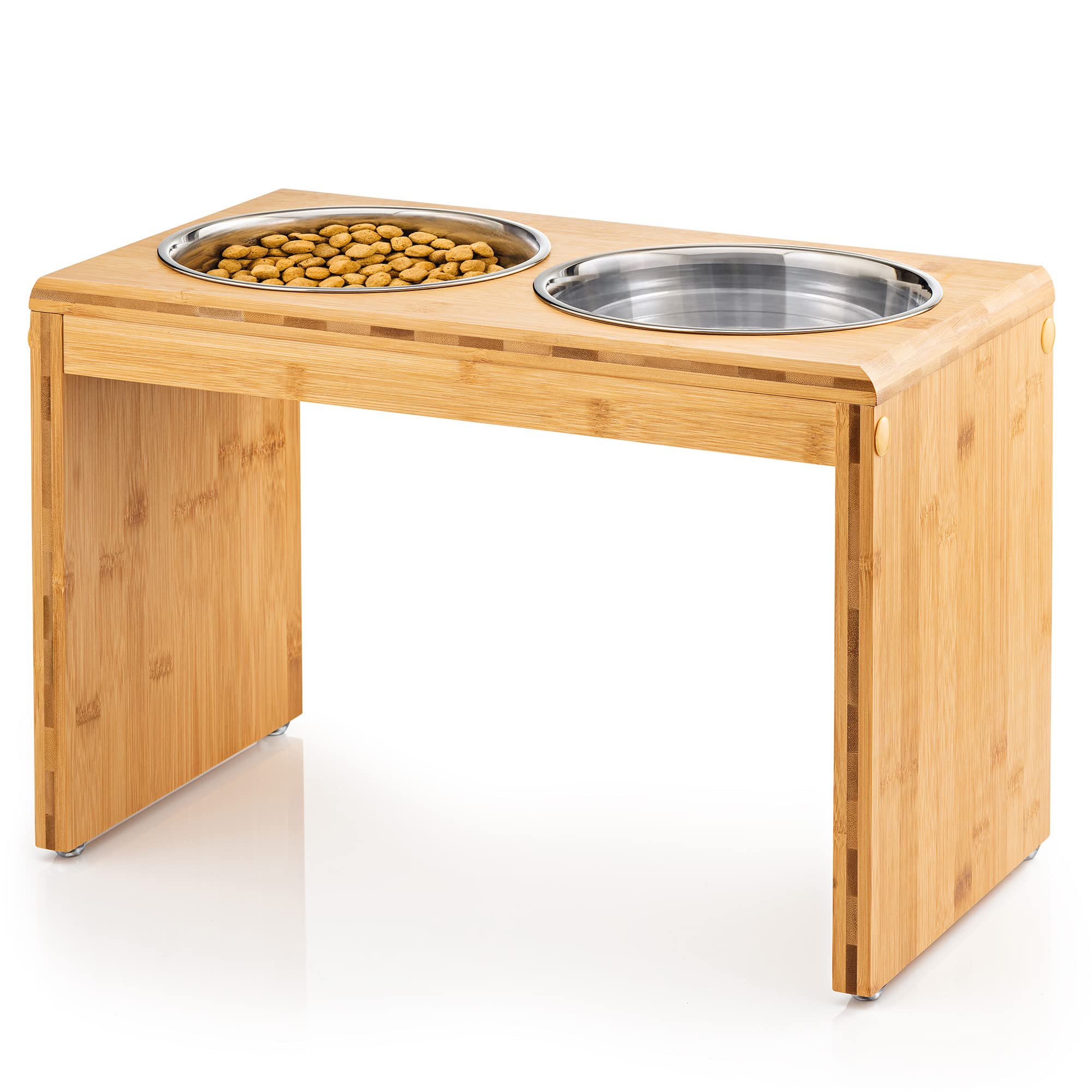 Pawfect Pets elevated feeder stand—side view shows stable design for easy feeding
