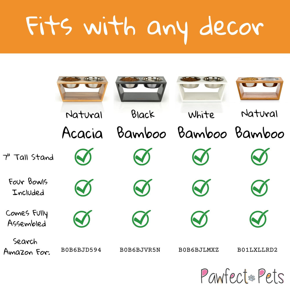 Pawfect Pets four bowls closeup, stainless bowls and extra bowls for fresh meals.