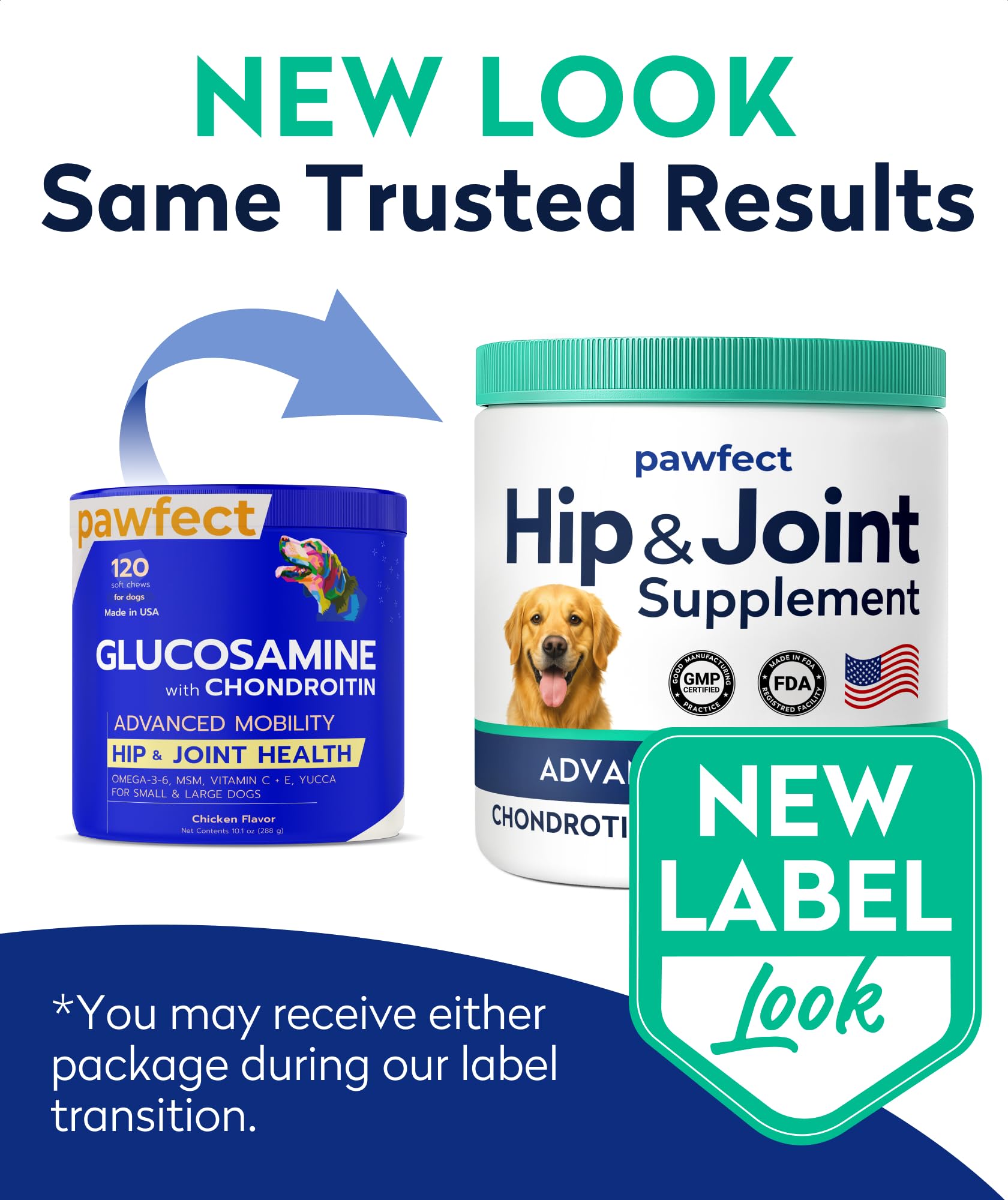 PAWFECTCHEW 180-count jar for long-term joint support.