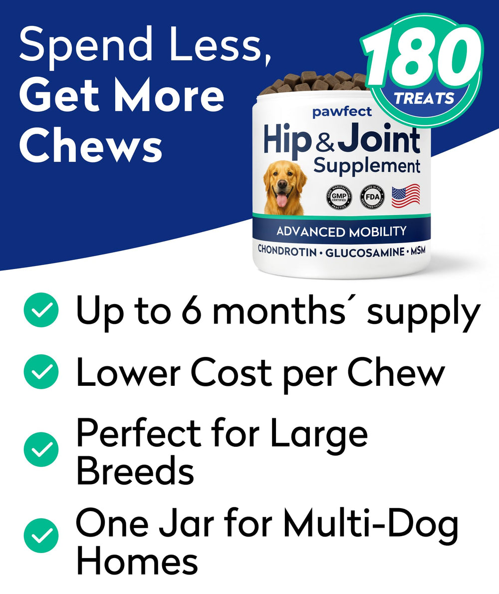 PAWFECTCHEW glucosamine dog treats on shelf for picky eater appeal.