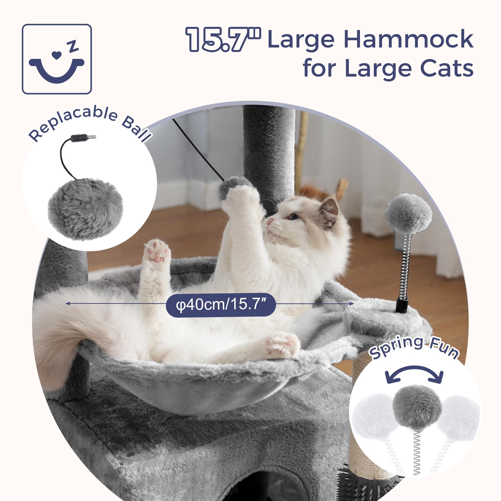 Pawfessor cat tree 32in self-groomer brush helps remove loose fur during grooming.