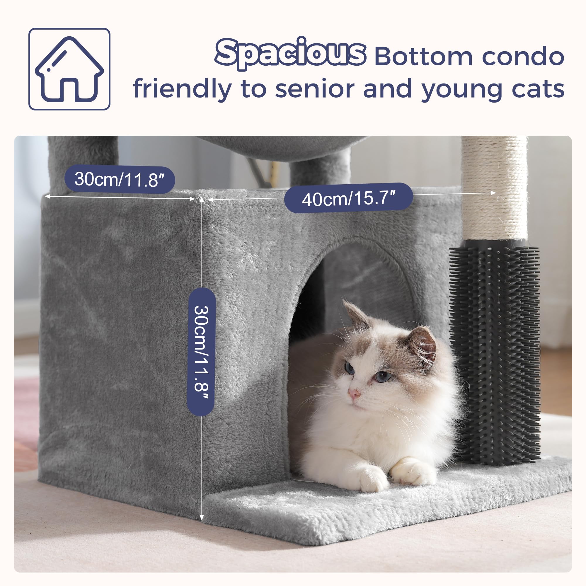 Pawfessor cat tree 32in wide hideaway condo offers a private retreat.