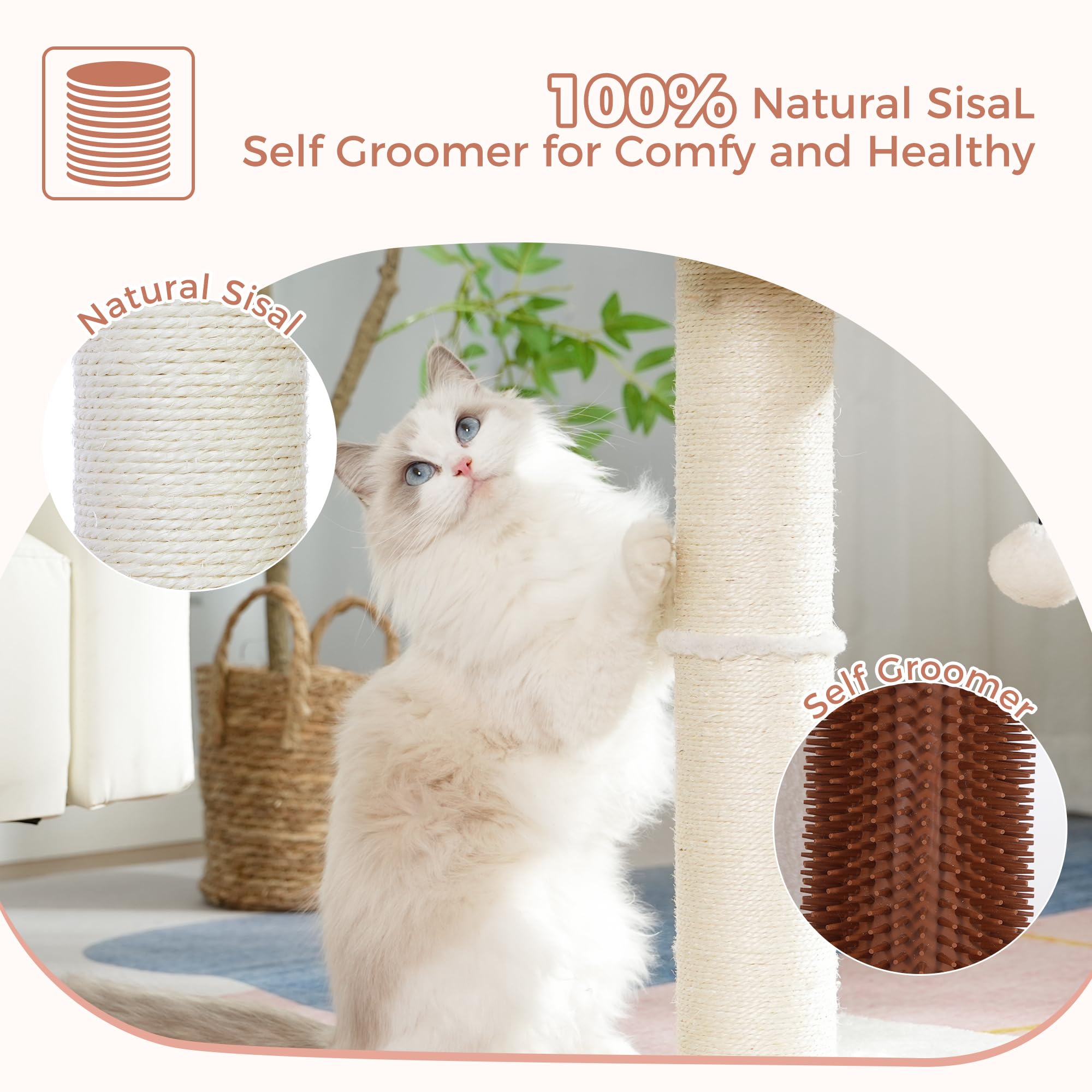 Pawfessor cat tree tower plush-wrapped posts for cozy touch.