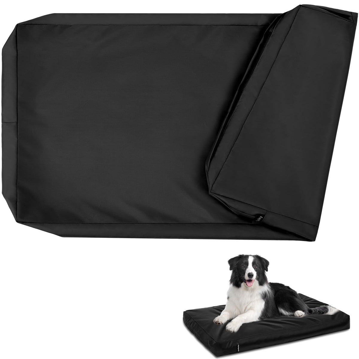 PAWFINITY waterproof dog bed cover in durable Oxford fabric protects against spills and wear.