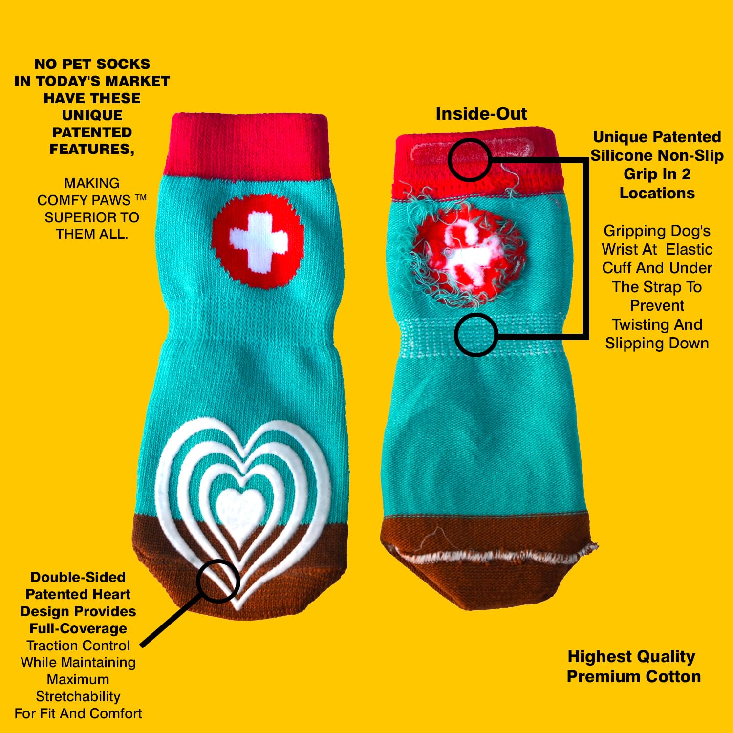 PawFlex adjustable strap on dog socks for secure hold.