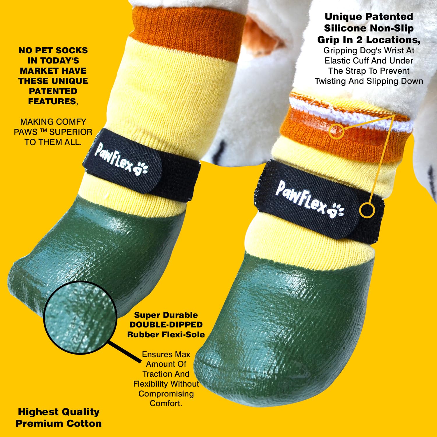 PawFlex Adjustable strap secures a snug, twist-free wear.