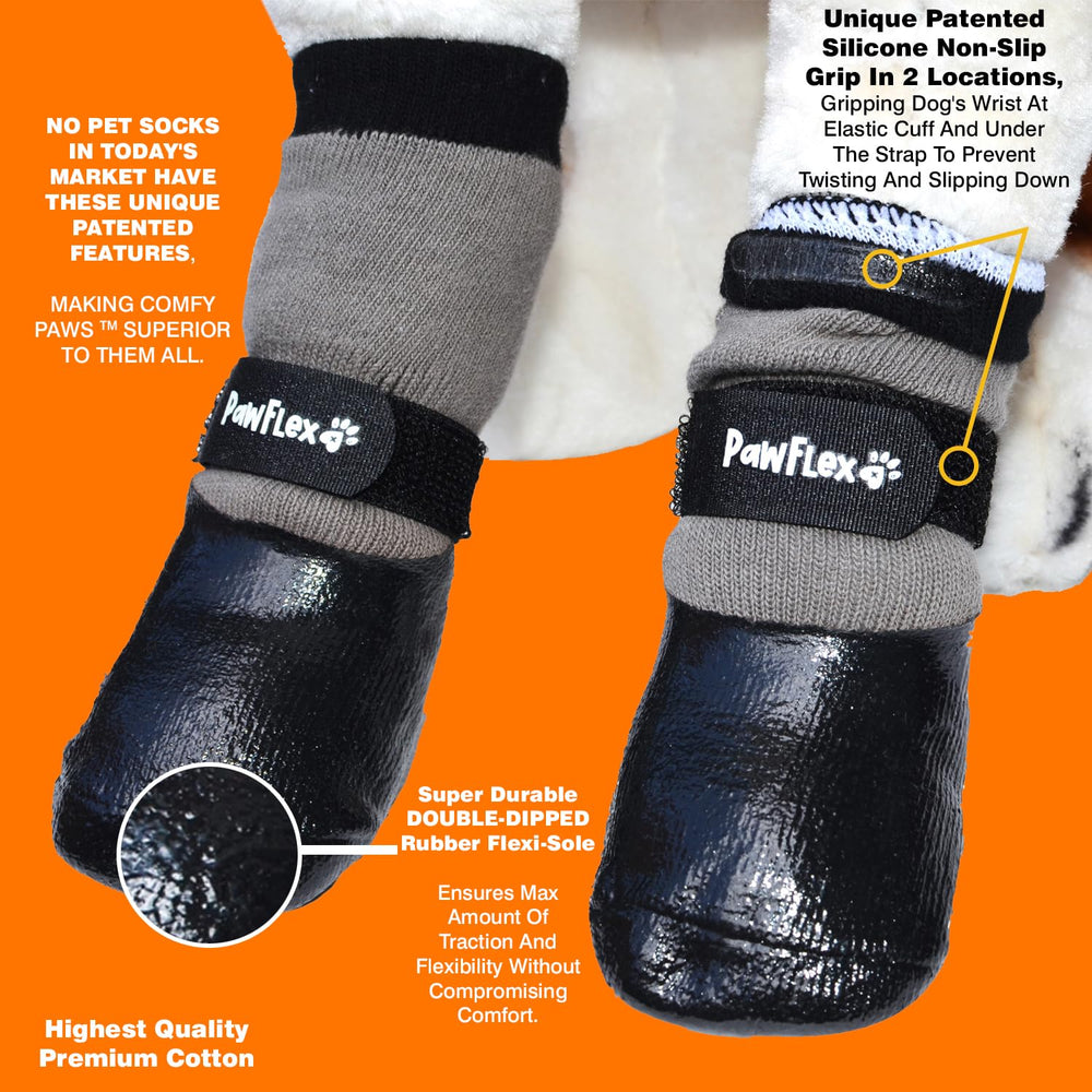 PawFlex adjustable strap secures fit to prevent twisting or slipping.