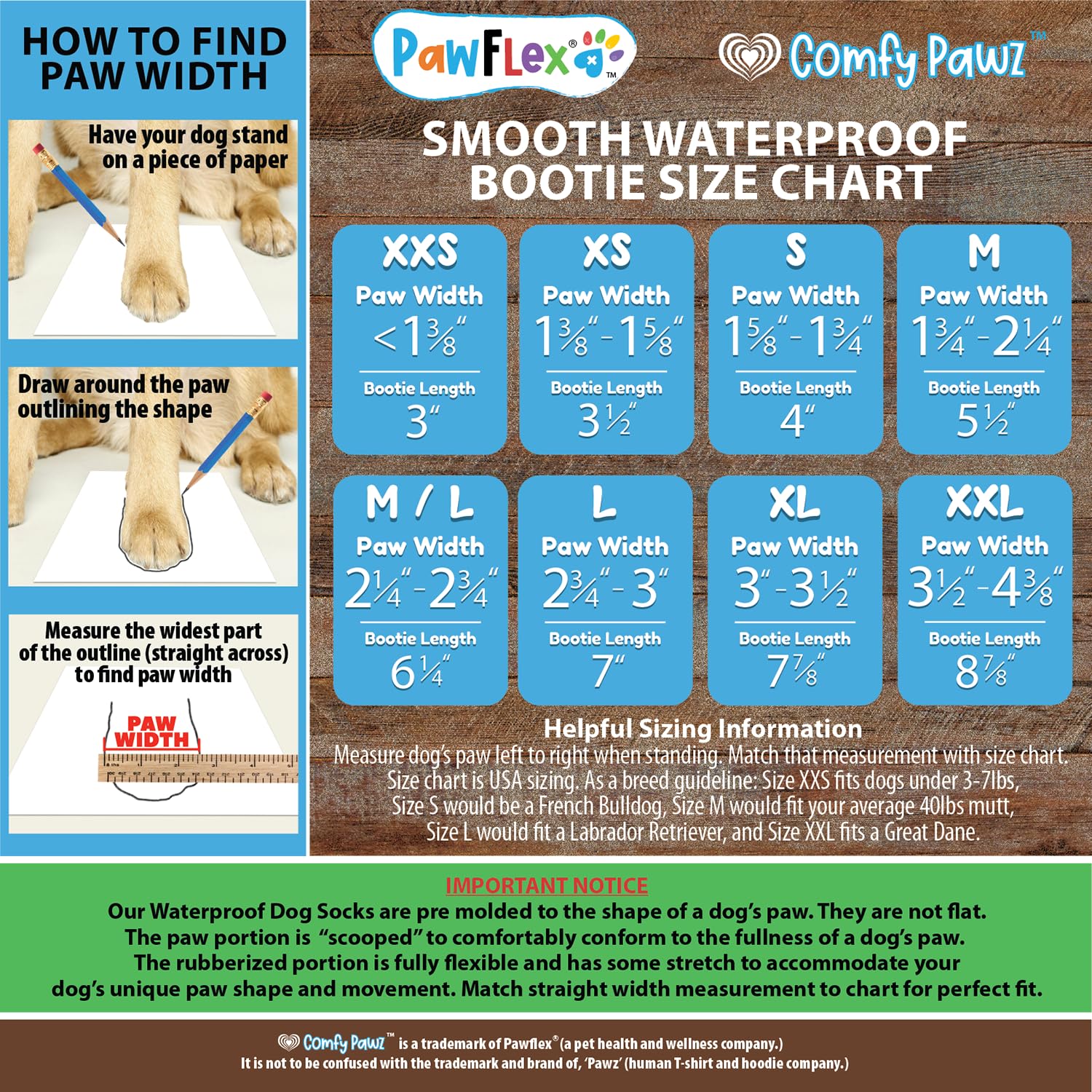 PawFlex Comfy Pawz inner cuff with non-slip grip for a secure, slip-free fit.