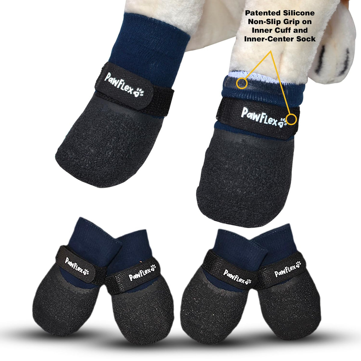 PawFlex double-dipped textured socks front view for reliable traction