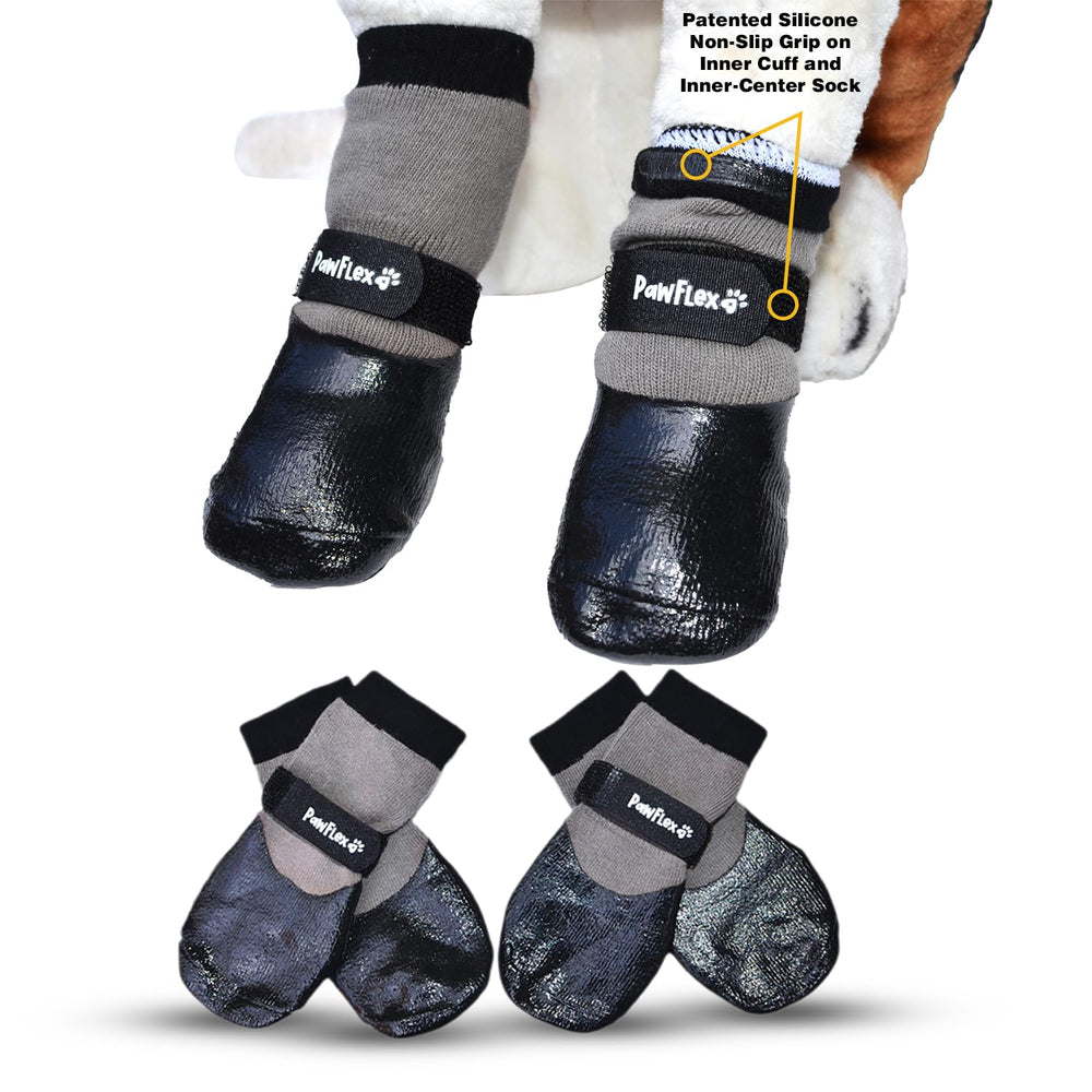 PawFlex double-dipped socks top view with durable grip for daily traction.