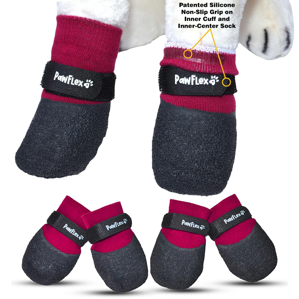 PawFlex double-dipped sock closeup highlights durable cotton and secure-grip for steady wear.