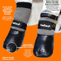 PawFlex durable-rubber boot sole detail illustrating rugged protection.