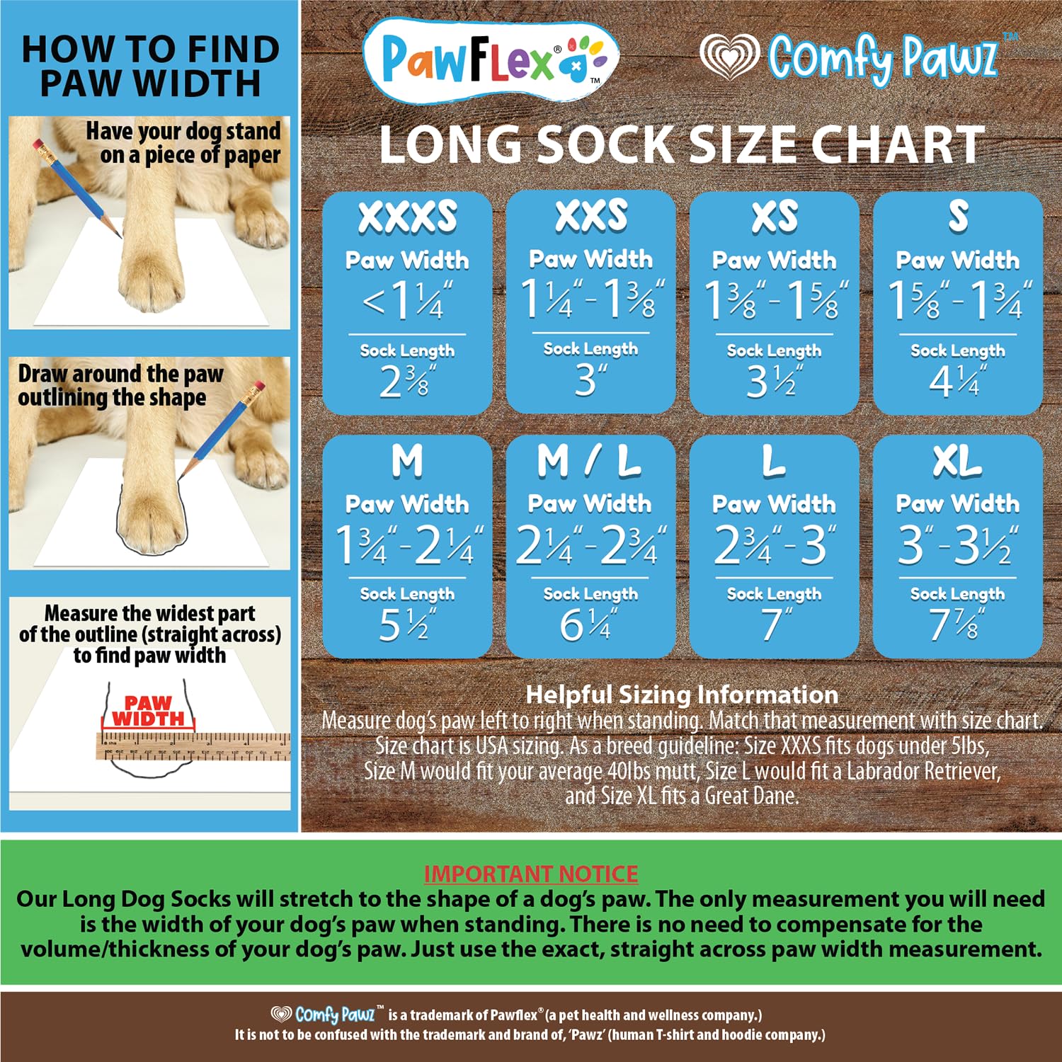 PawFlex medical therapeutic dog socks side view showing full paw coverage and support