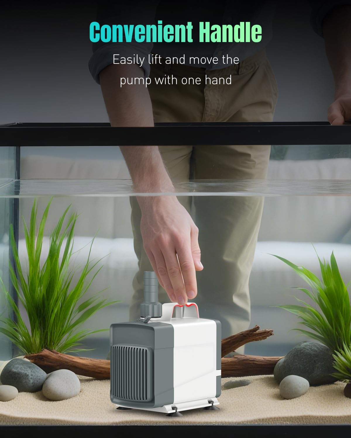 Pawfly 1060GPH pump 14-8ft-high-lift enables taller fountains and elevated hydroponics