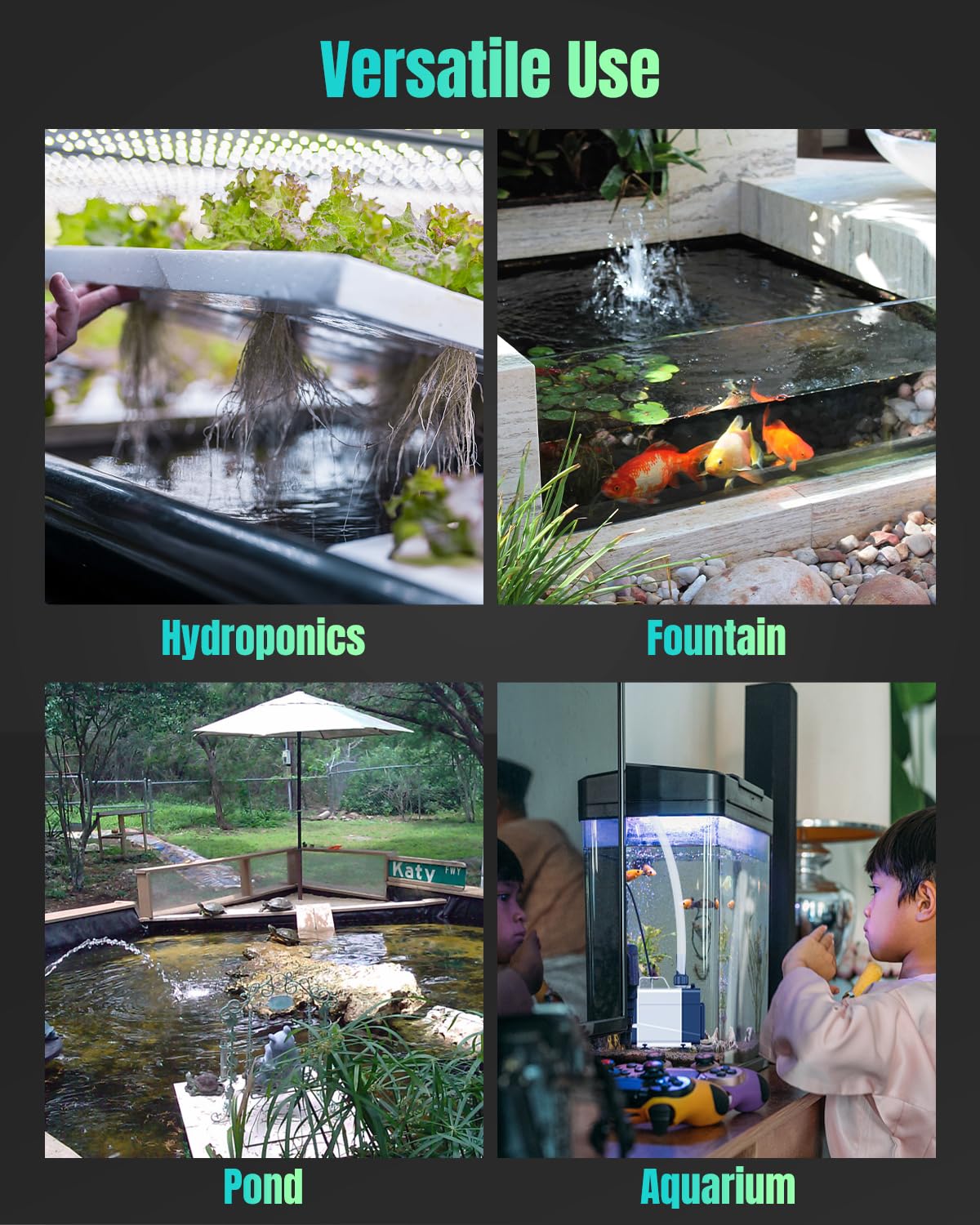 Pawfly 1060GPH pump application pond fountain hydroponics for mixed features