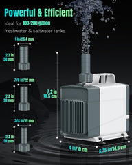 Pawfly 1060GPH pump nozzles closeup showcases versatile output options for water features