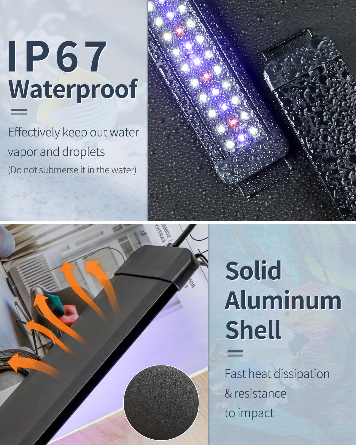 Pawfly 11W aquarium light compatible with twelve to eighteen inch tanks