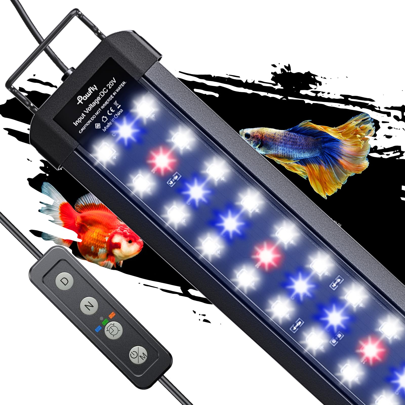 Pawfly 14W Aquarium LED Light with extended bracket provides stable, adjustable tank illumination.