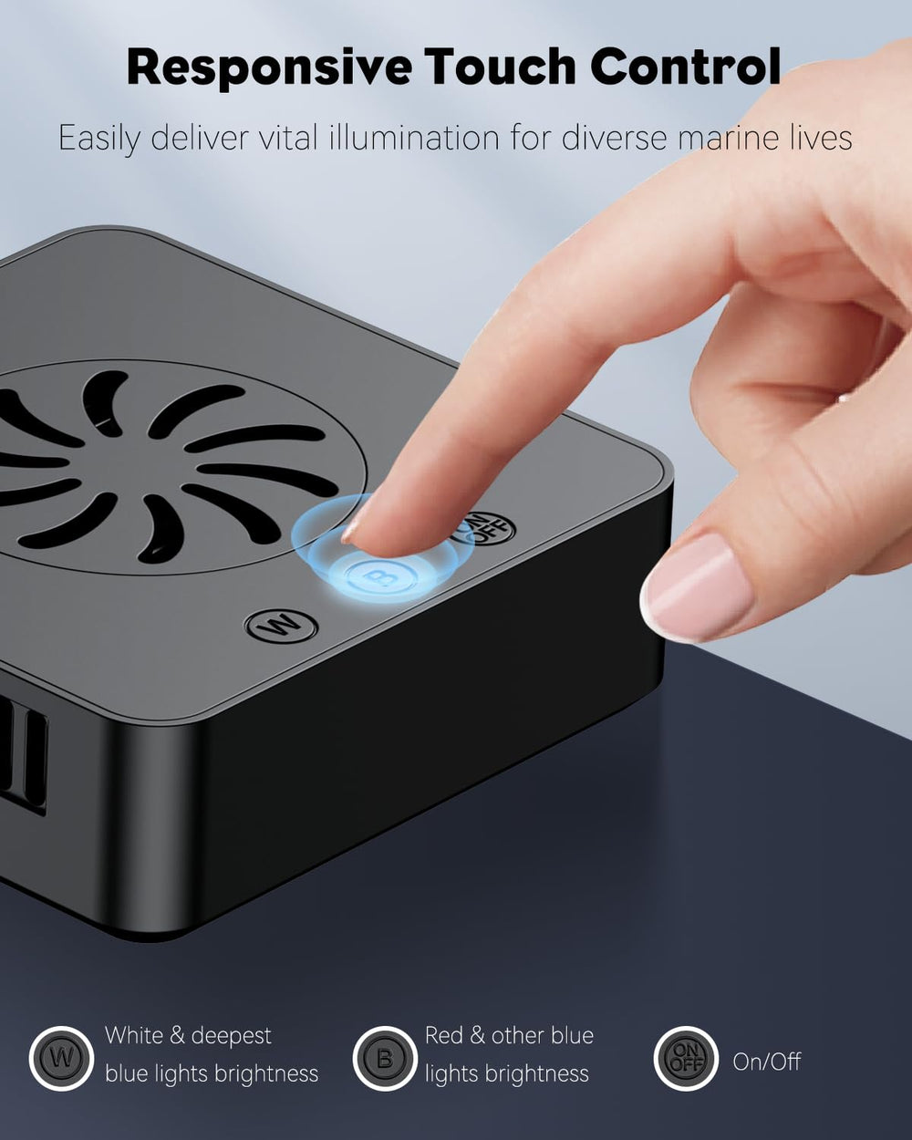Pawfly 15W light with touch-control enables easy scheduling and quick power changes.