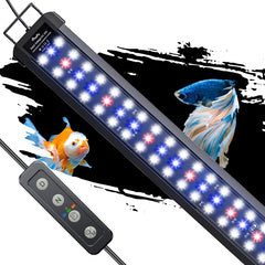 Pawfly 33W aquarium LED with extendable bracket for stable fit on 48-54 inch tanks.