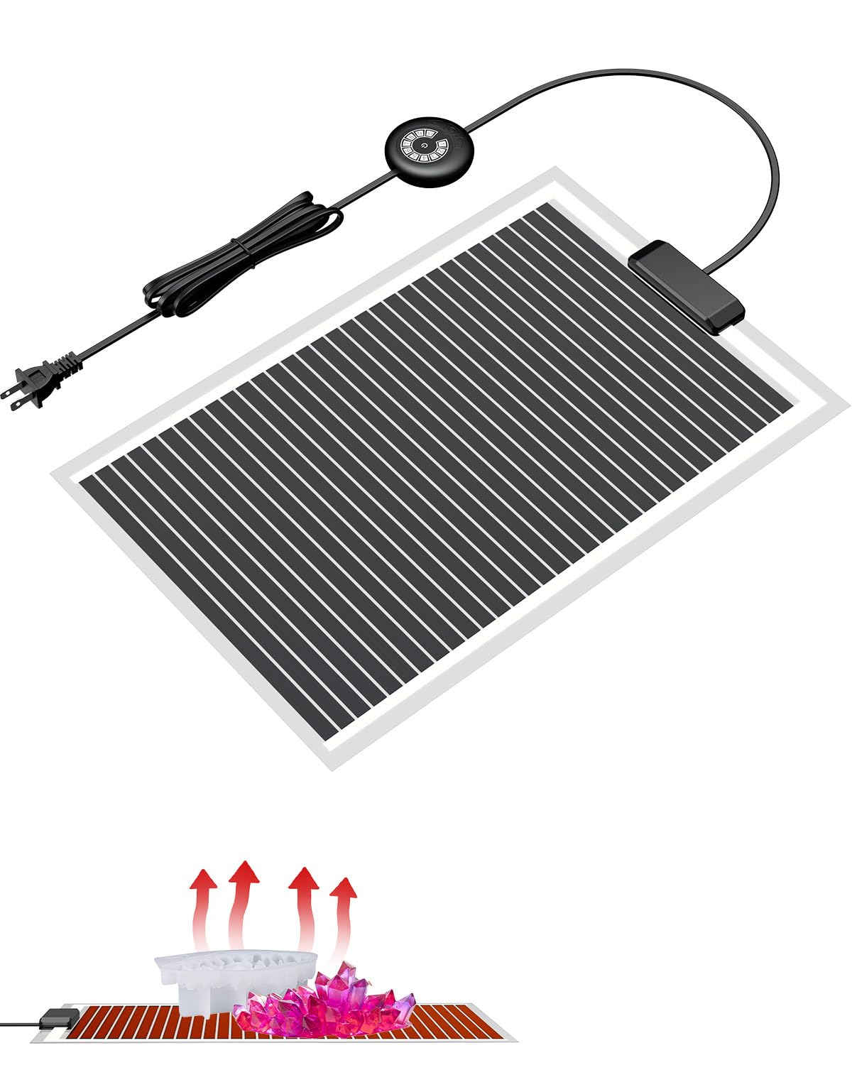 Pawfly 40W resin heating mat top view delivers compact, even heat for casting.