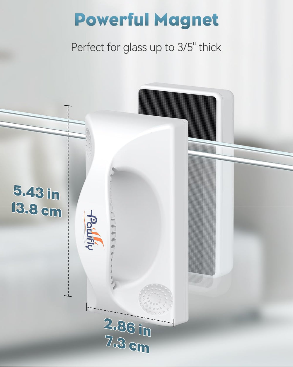 Pawfly 5in mini magnetic fish-tank cleaner inside-glass removes stubborn buildup for a sparkling interior.